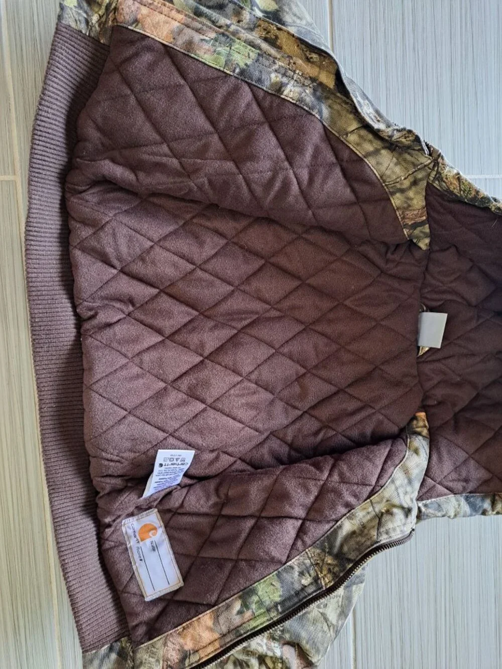 Carhartt Baby Realtree Boys Camo Quilt Lini g Canvas  Jacket 24M Hood & Ribbed C
